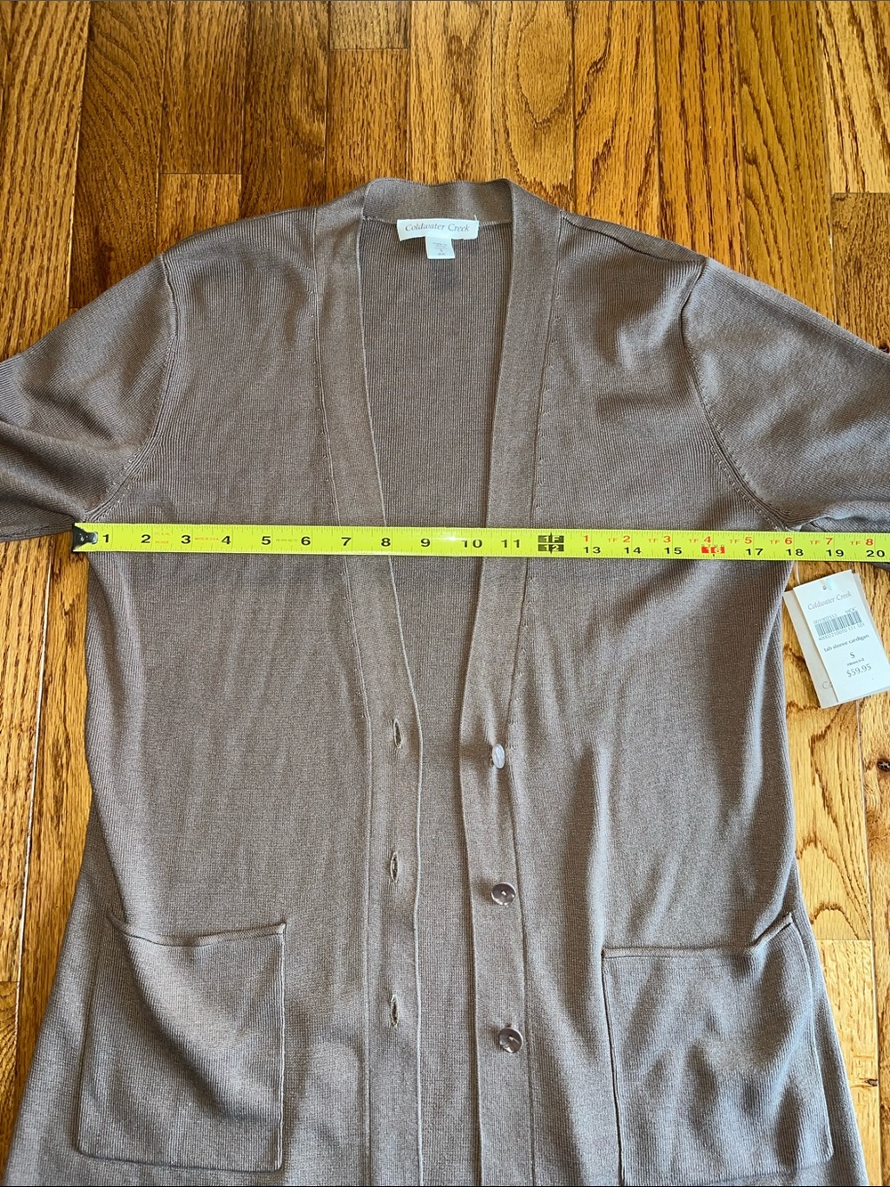 Coldwater Creek Taupe Short-Sleeve Cardigan - Picture 4 of 10